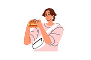 Hugry people eating fast food set, a Person Illustration by PaperTrident (Thumbnail 2 of 9)