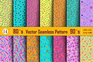 Vector seamless patterns 80s, 90s