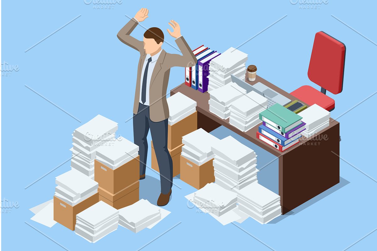 Isometric office scene with, a Finance Illustration by Golden Sikorka