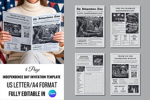 Newspaper Independence Day Invitatio, an Invitation Template by ZoloDesignHub
