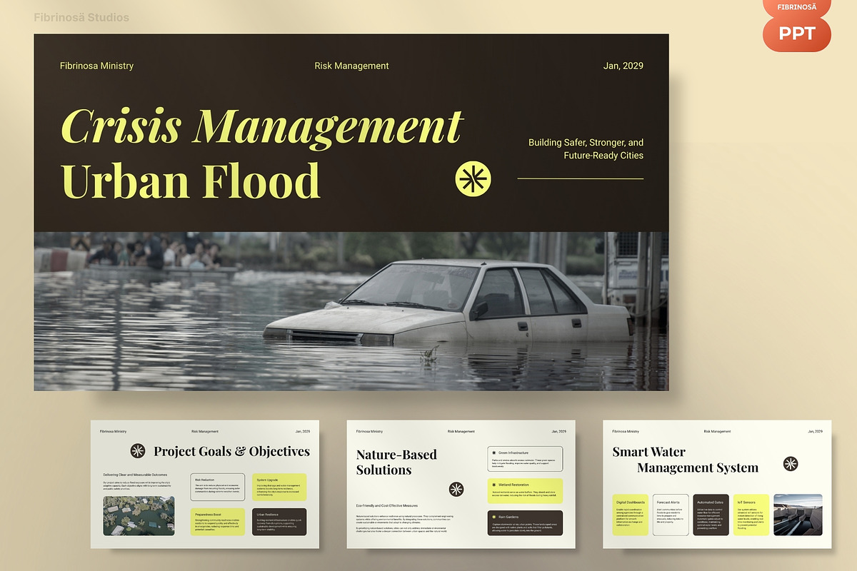 Crisis Management of Urban Flood, a Presentation Template by FIBRINOSÄ (Photo 2 of 7)