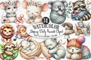 Sleeping Baby Animals, Neutral Baby, an Illustration by Designking