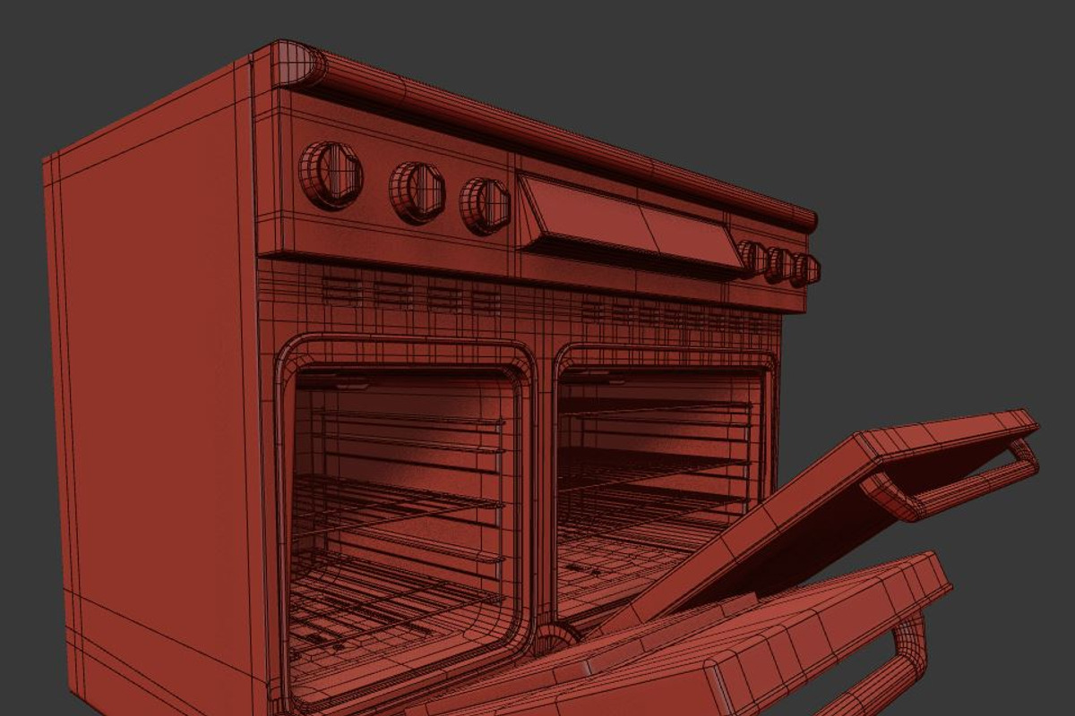 48 inch Gas Range Cooker, a Furniture 3D Model by kjpargeterimages (Photo 5 of 12)