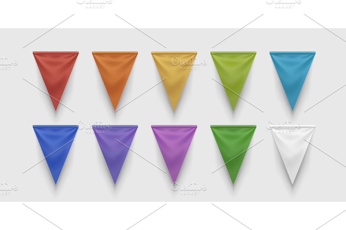 realistic fabric pennant flags in, an Object Illustration by IfH