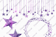 Purple Watercolor Celestial Stars, an Illustration by ClipartBrat Graphics (Thumbnail 3 of 6)