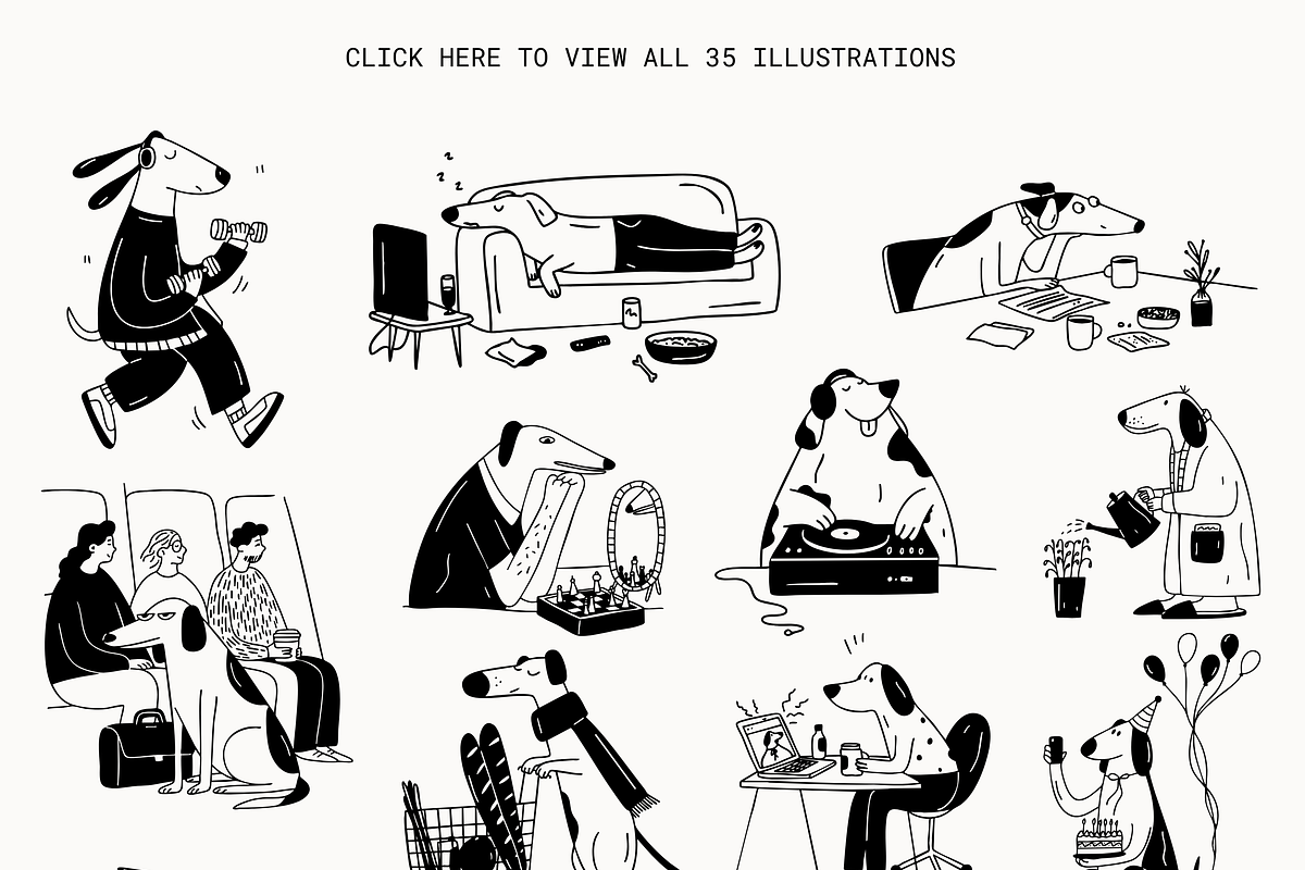 Just Dogs: Daily Life Pack, an Animal Illustration by Veyla (Photo 3 of 10)