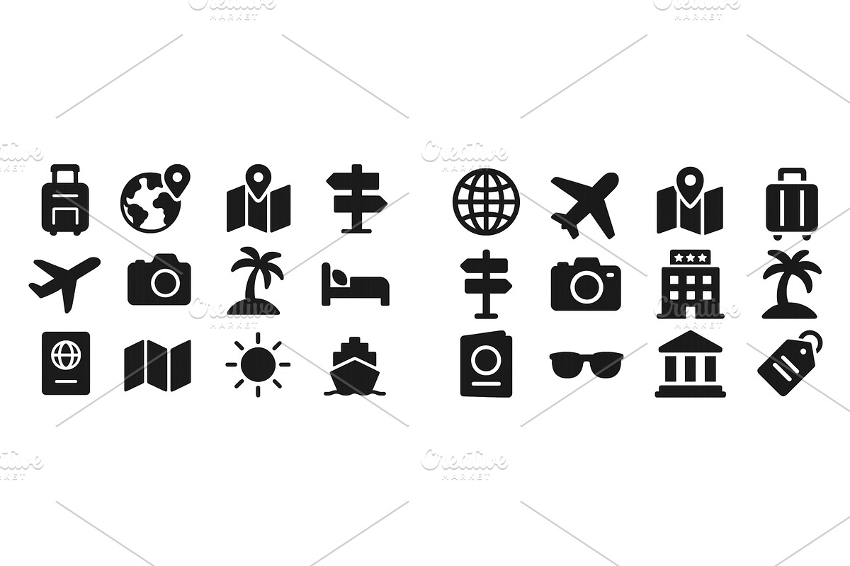 Travel icons and symbols, a Transportation Illustration by ZinetroN