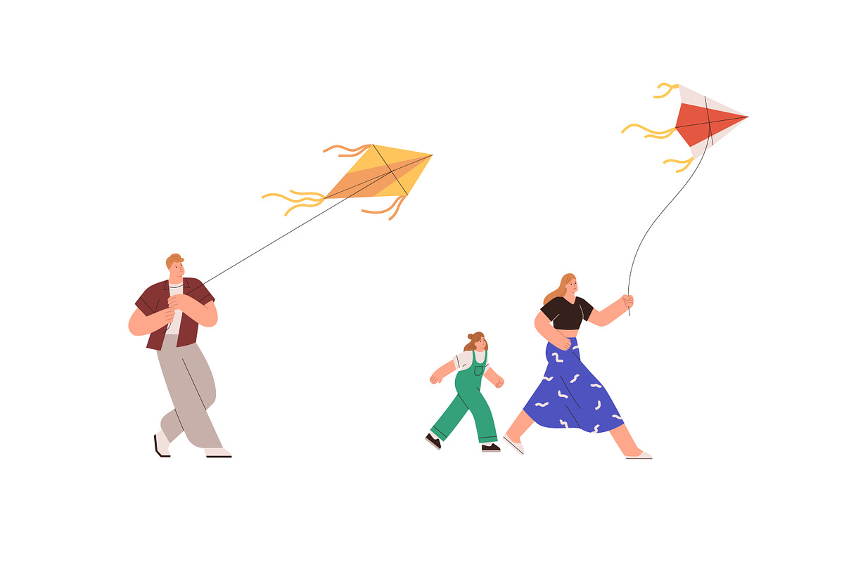People flying kites set, a Person Illustration by Good Studio (Photo 3 of 4)