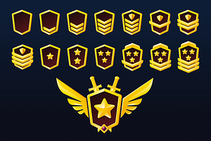 War game ranking badge set with star, an Object Graphic by ProArt