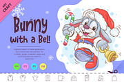 Christmas Bunny with a Bell. Clipart, an Animal Illustration by KENO Mascots (Thumbnail 1 of 3)