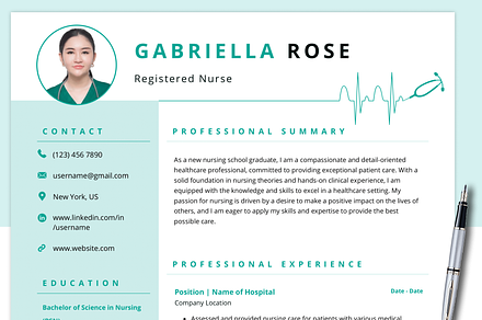 Nursing, Nurse Resume Template, a Resume Template by MondaySpark