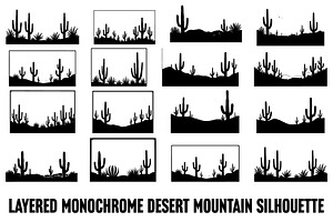 Wild Desert Cactus Scene Set, an Illustration by Creativeshirt