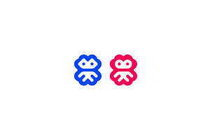 2 robots logo. Two outline toys, a Technology Illustration by Bureau