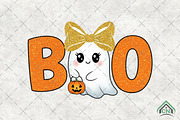 Cute Ghost BOO Halloween PNG, an Illustration by Craft Nest (Thumbnail 1 of 6)