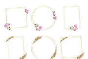 Pink Peony & Gold Frames Clipart, an Object Graphic by Nadia Semyroz (Thumbnail 2 of 7)