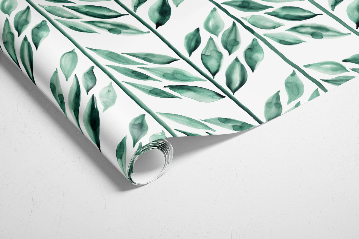 Botanical herringbone in emerald, a Pattern Graphic by Anya-D (Photo 4 of 5)