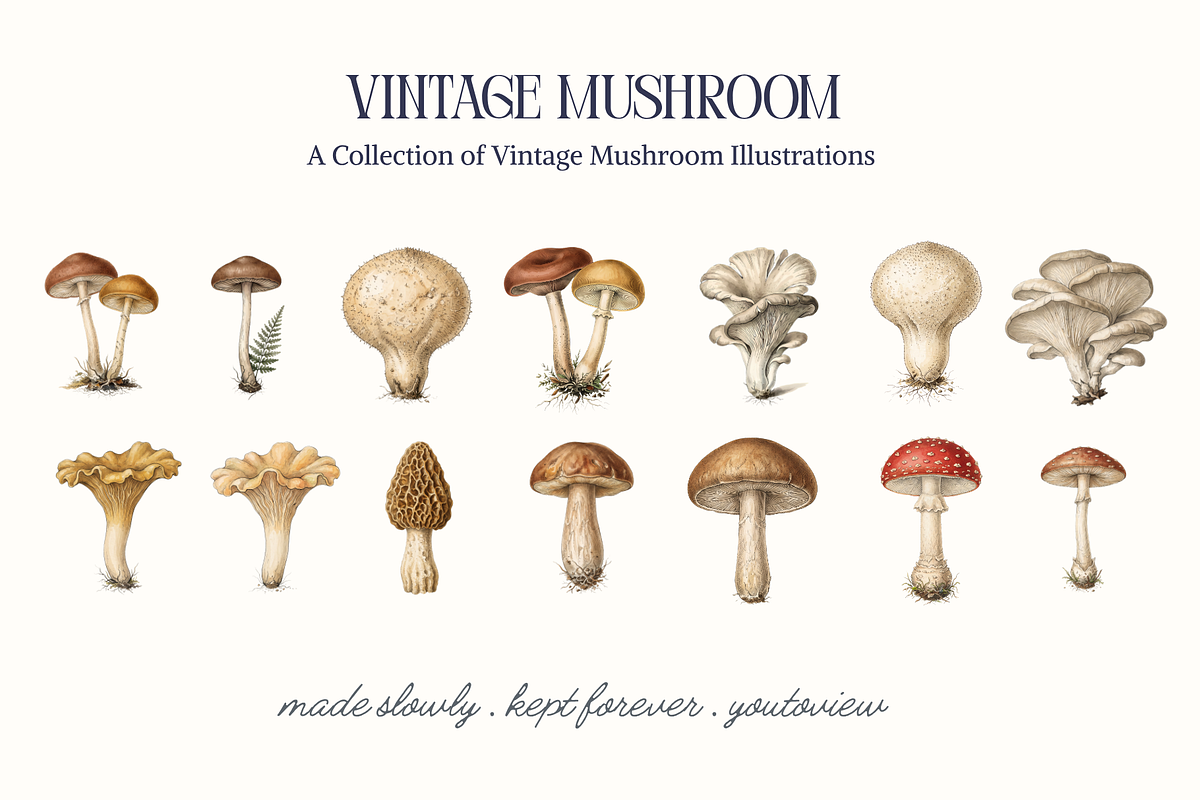 Vintage Mushroom Illustrations, a Decorative Illustration by youtoview (Photo 7 of 13)