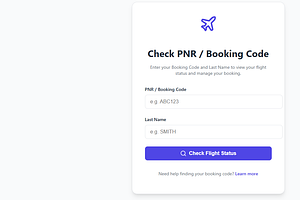 React Flight Status & PNR Checker