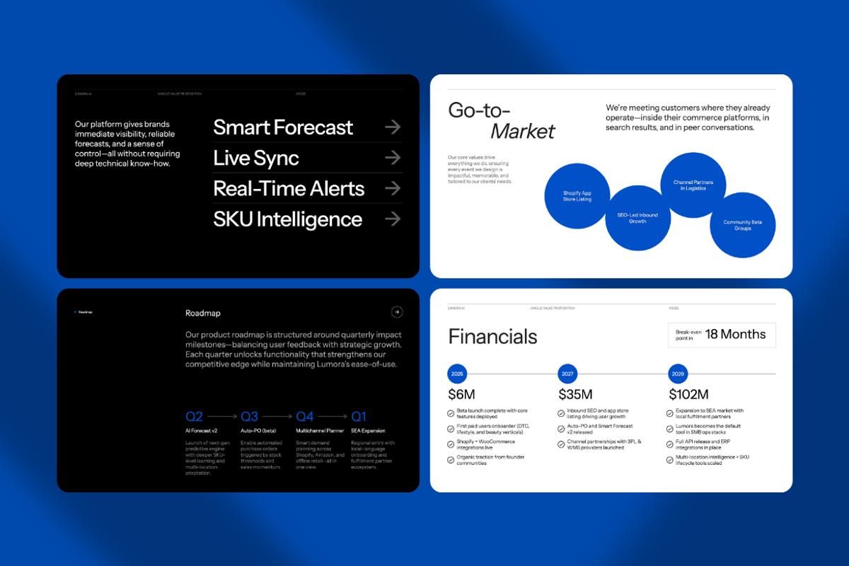 Lumora AI SaaS Pitch Deck Powerpoint, a Presentation Template by Unich Design Bureau (Photo 2 of 9)