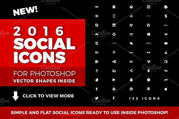 Social Media Icons 2016 Photoshop