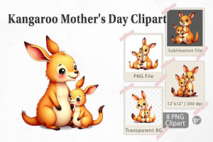 Kangaroo Mother's Day Clipart, a Graphic by Artnoy