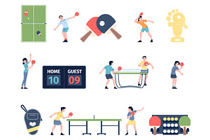 Ping pong flat clipart. People, a Sport Illustration by LadadikArt
