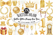 Golden Glitter Happy New Year, an Illustration by Designking (Thumbnail 1 of 5)