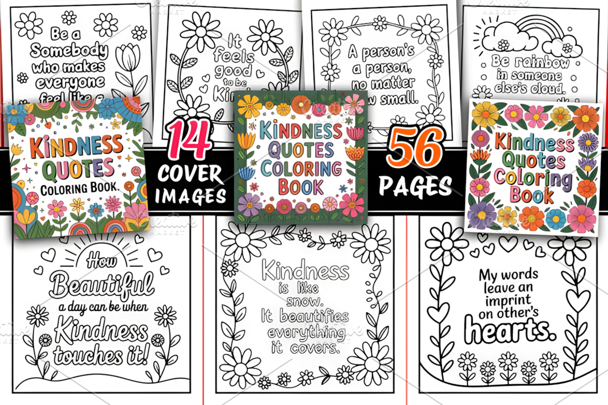 Kindness Quotes Coloring Book, a Decorative Illustration by Design Station (Photo 1 of 5)