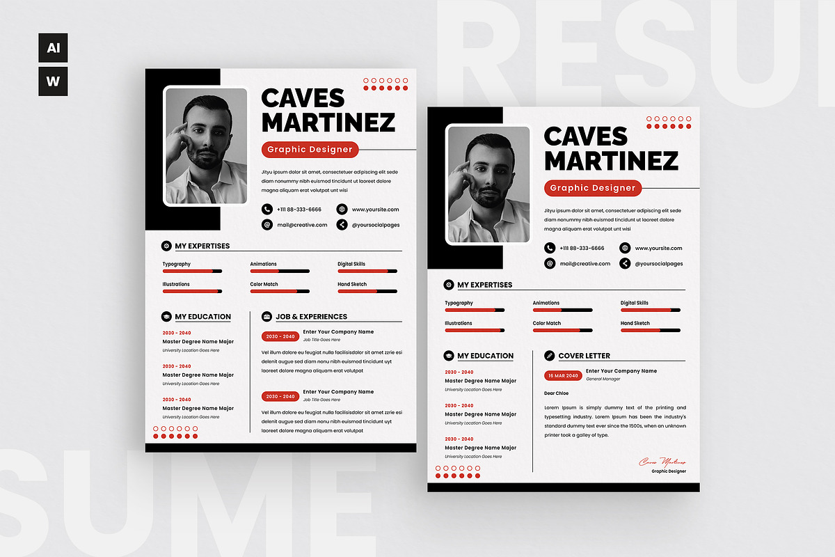 Mono Style Resume CV, a Resume Template by iDoodle Studio (Photo 1 of 4)