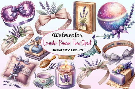 Watercolor Lavender Pamper Time, a Graphic by CitraGraphics