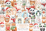 Watercolor Christmas Animal Clipart, an Illustration by SinaCreation (Thumbnail 1 of 7)
