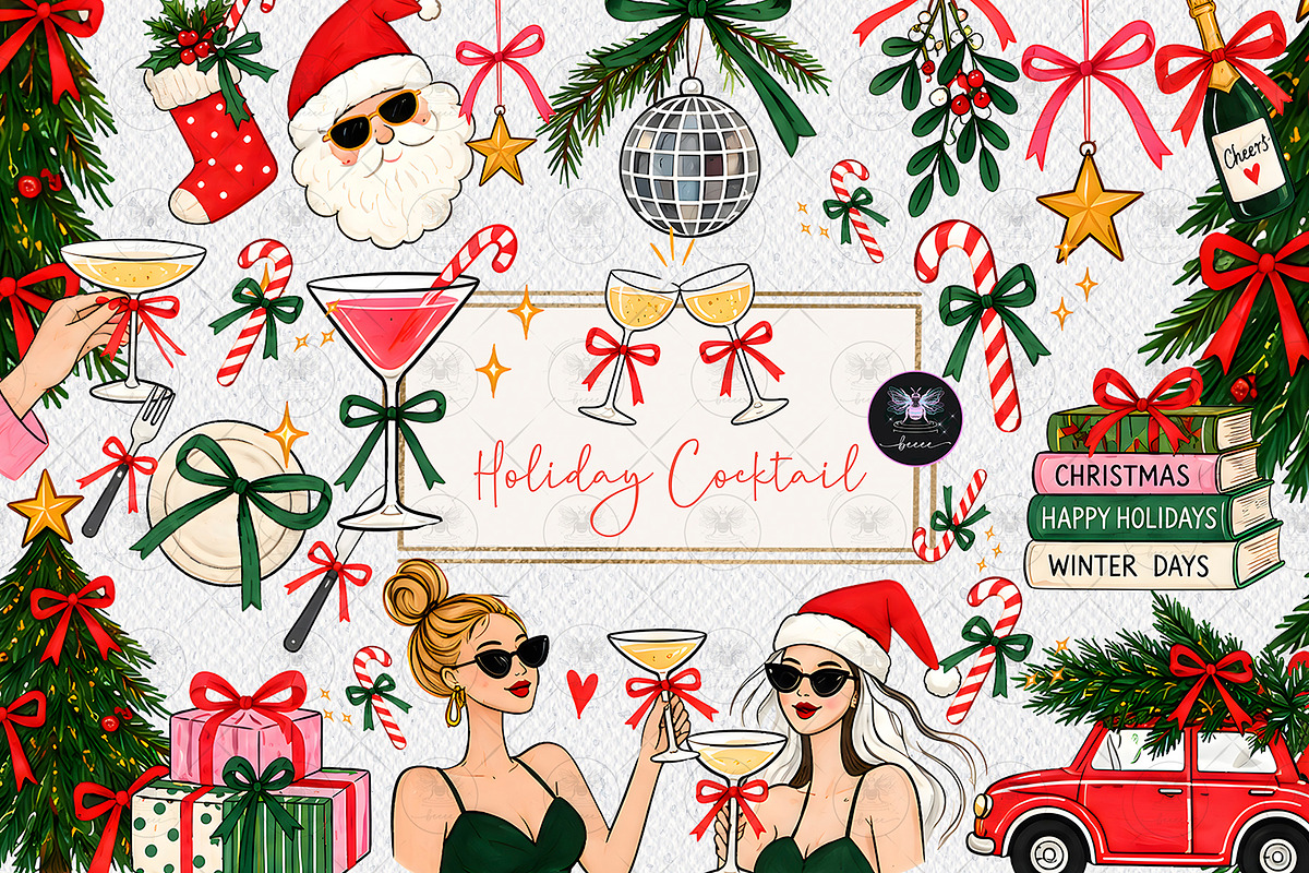 Christmas Party Clipart, a Decorative Illustration by BigCakeBee (Photo 1 of 3)