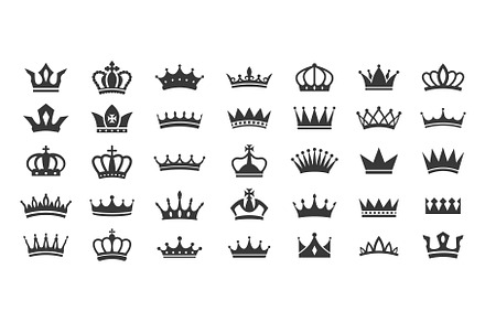 Royal crowns silhouette icons. Queen, an Object Illustration by winwin.art