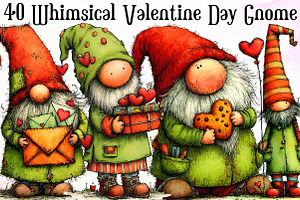 Whimsical Valentine Day Gnome Clipar, an Illustration by Sublimation Artist