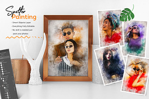 Spatter Painting Photo Effect Mockup, a Brushes & More by zahidhossainalif