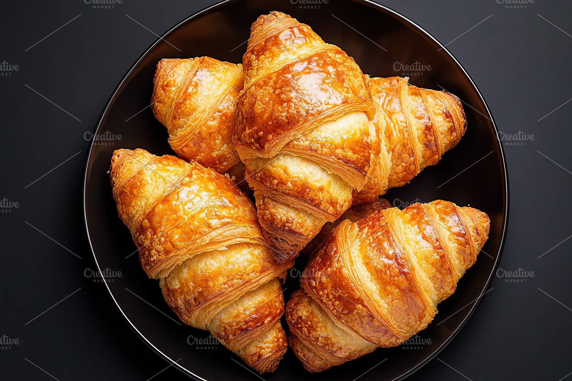 French pastry croissants, fresh baked, a Food & Drink Photo by AlyaAnd