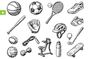 Vintage Sports Equipment Set, an Object Graphic by RT Studio (Thumbnail 1 of 4)