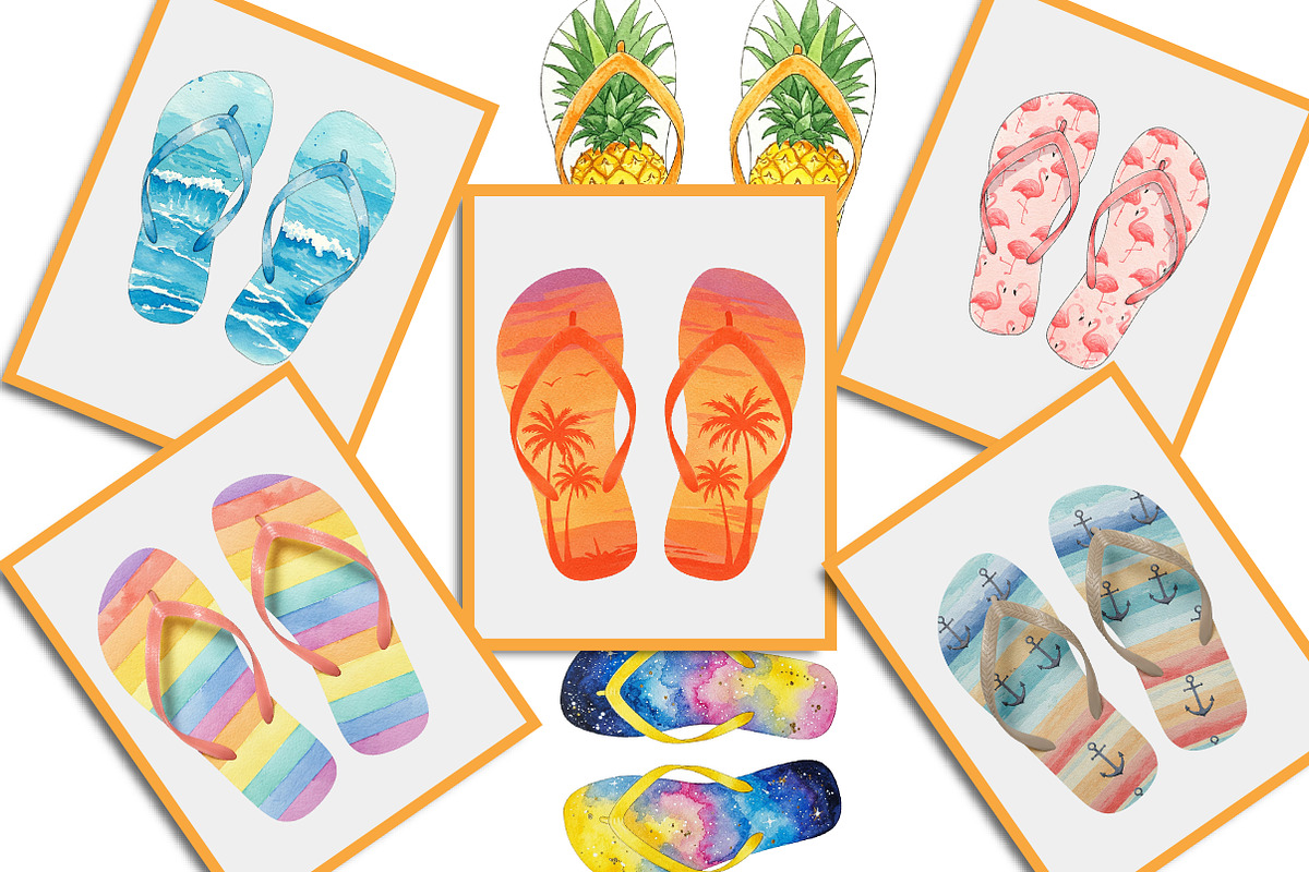 Summer Flip Flop Sublimation Clipart, an Illustration by Creative Art (Photo 7 of 8)