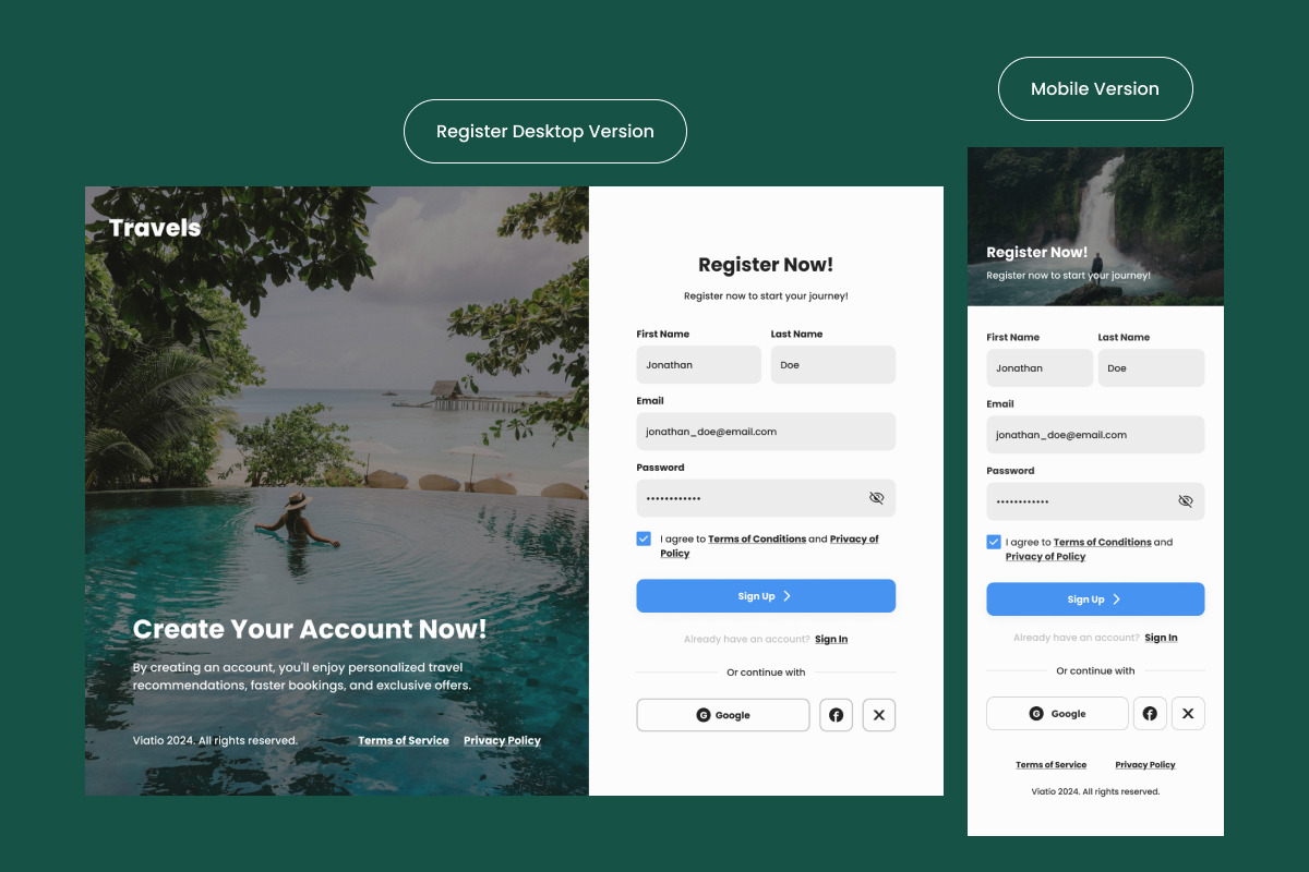 Travel Login & Register Form Design, an UI Kit Template by twinstd (Photo 3 of 4)