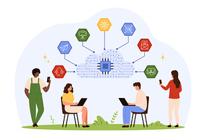 Cloud Services and Technology, a Technology Illustration by Flashvector