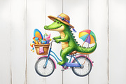 Summer Crocodile Character Clipart, an Illustration by Watercolor design (Thumbnail 2 of 5)