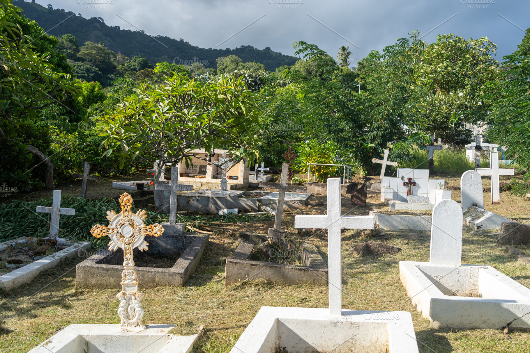 Atuona cemetery in Hiva Oa, Marquesas Islands, French Polynesia, an Architecture Photo by GoodGoods
