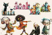 QUIRKY WHIMSICAL VILLAGE CLIPART, a Person Illustration by Daring Digies (Thumbnail 4 of 5)