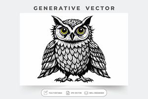 A beautifully illustrated owl stands, a Graphic by Iftikhar Alam