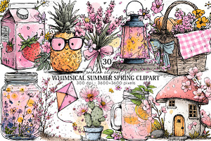 Whimsical Summer Spring Clipart PNG, an Illustration by Canvas Craft