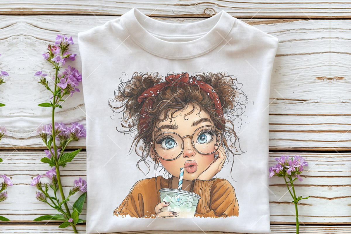 Whimsical Summer Coffee Girl Clipart, an Illustration by OK Design (Photo 4 of 6)