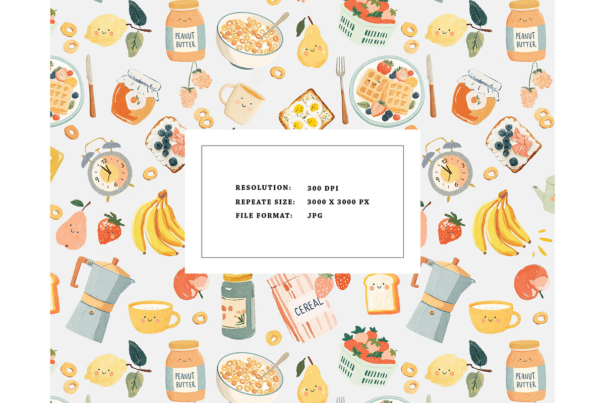 Good morning pattern breakfast food, a Pattern Graphic by Milatoo (Photo 3 of 3)