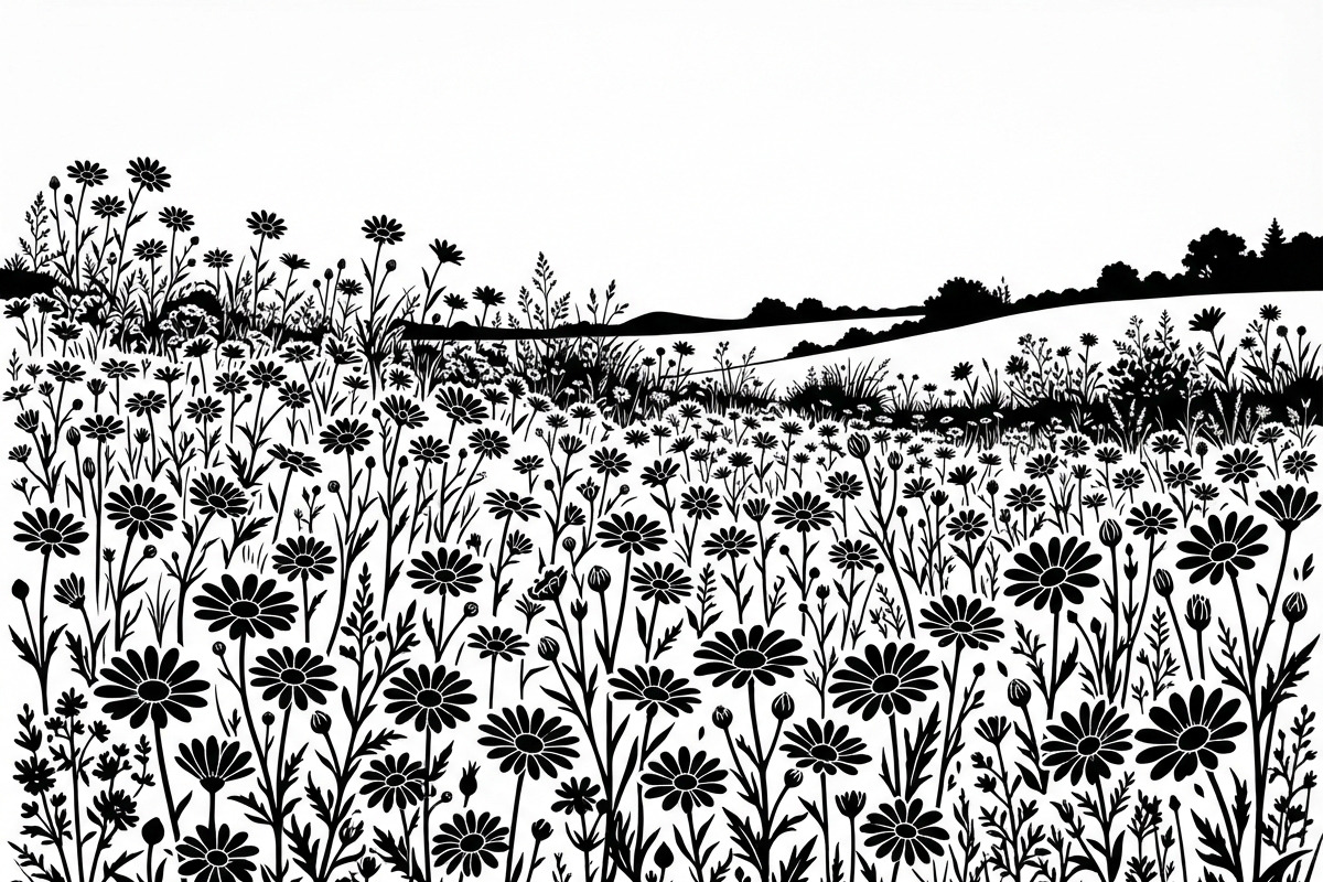 60 Daisy Flower Field Silhouette, a Seasonal Illustration by Amazin_art (Photo 10 of 35)