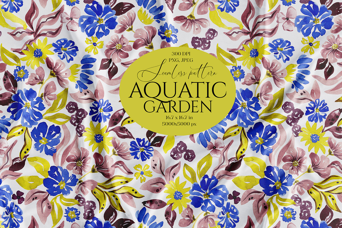 Blue, Yellow, Plum floral pattern, a Pattern Graphic by SirenaArt (Photo 1 of 16)