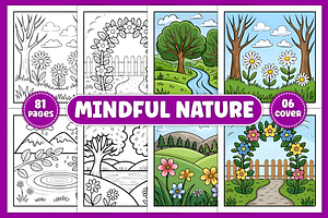 Mindful Nature Coloring Pages, a Decorative Illustration by Coco Bloom